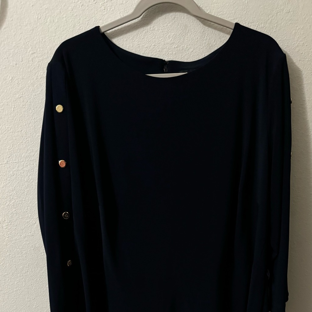 Boat neck Lauren by Ralph Lauren Navy blue midi dress